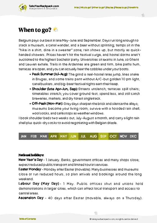 example page 3 from our offline Travel Guide for Belgium