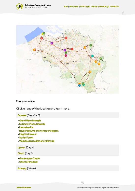 example page 4 from our offline Travel Guide for Belgium