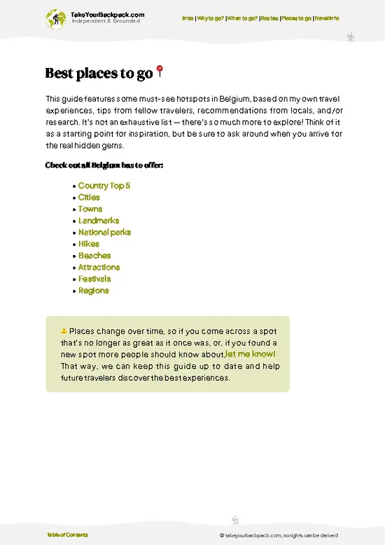 example page 5 from our offline Travel Guide for Belgium
