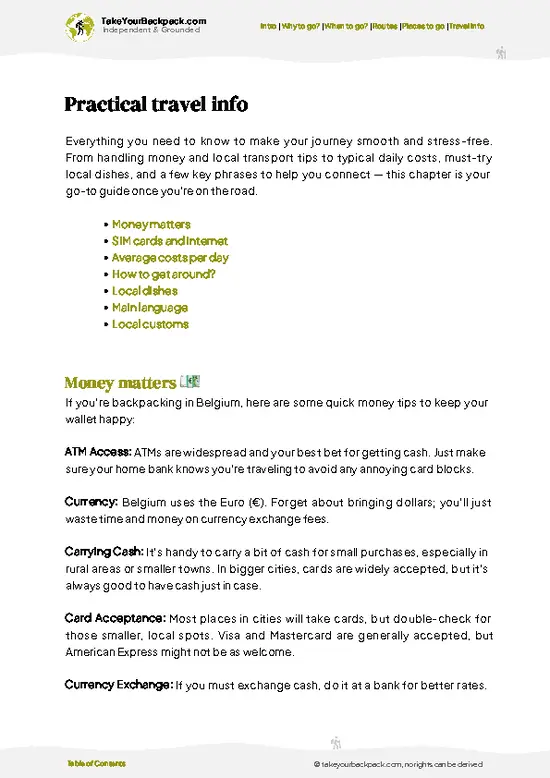 example page 7 from our offline Travel Guide for Belgium