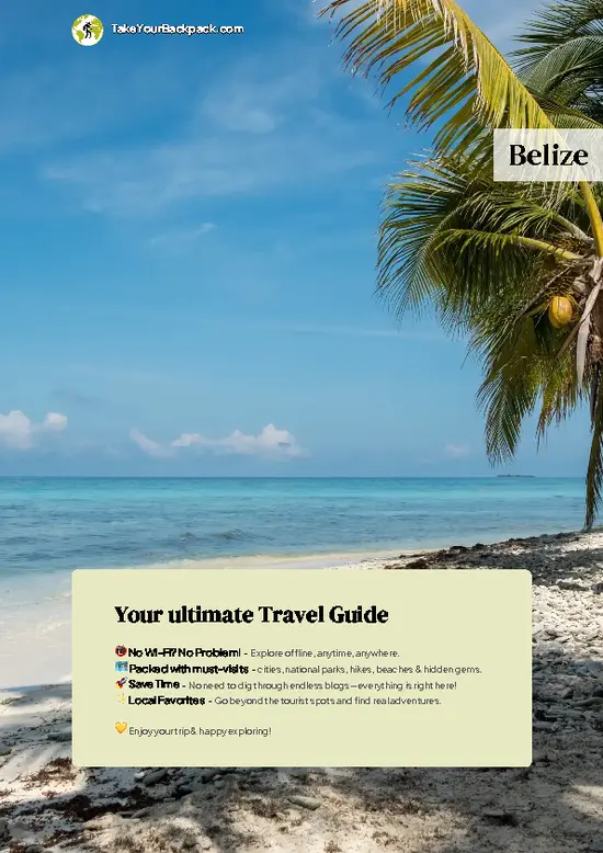 example page 0 from our offline Travel Guide for Belize