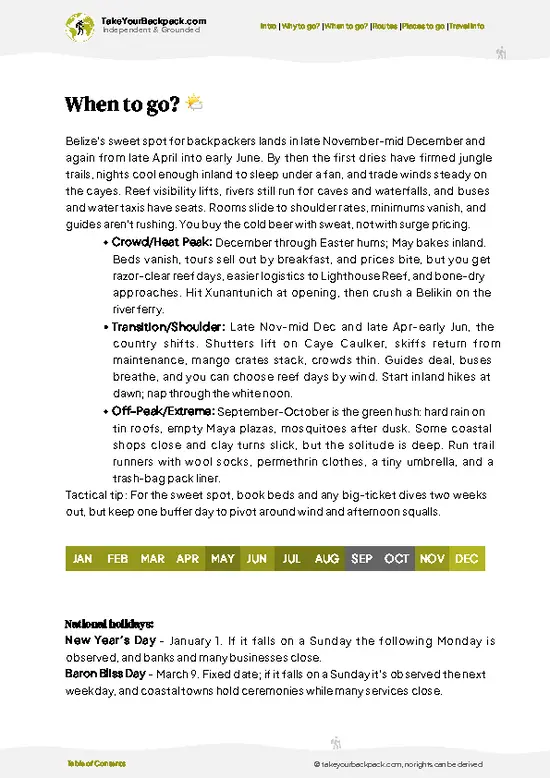 example page 3 from our offline Travel Guide for Belize