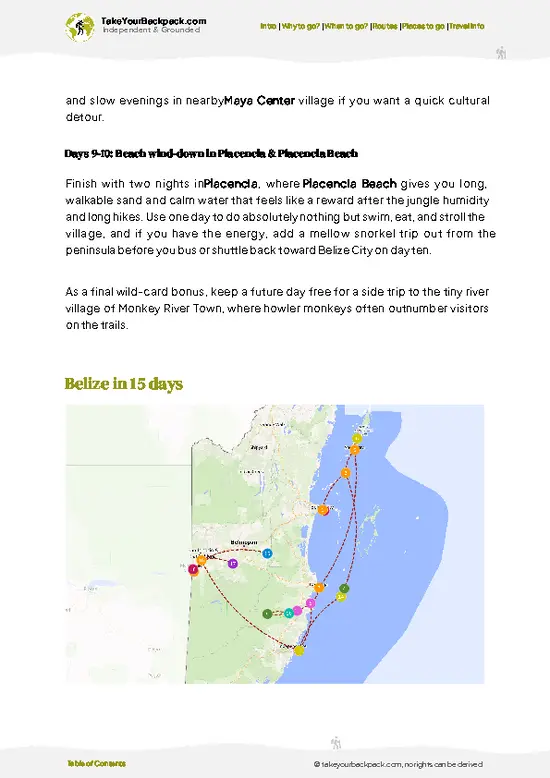 example page 4 from our offline Travel Guide for Belize