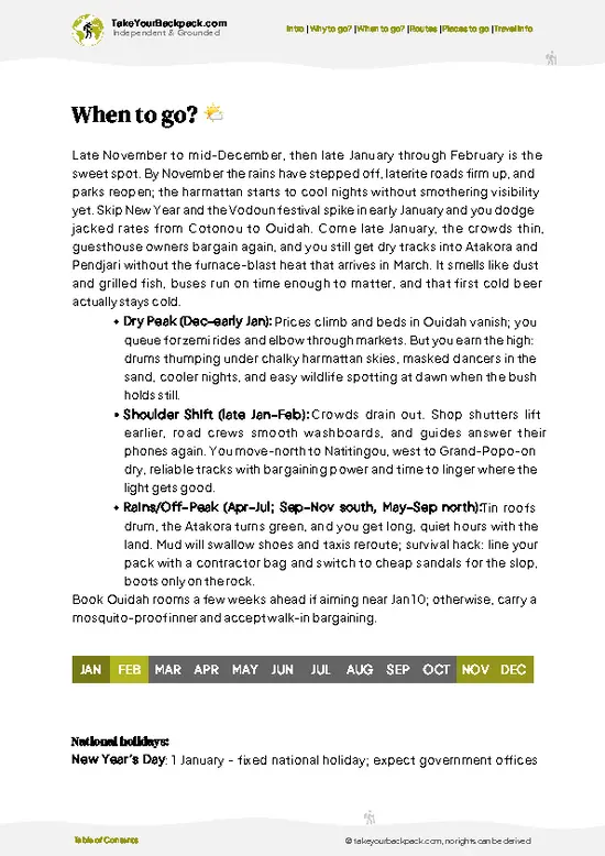 example page 3 from our offline Travel Guide for Benin
