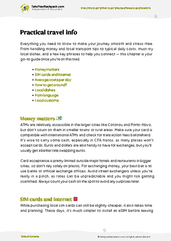 example page 7 from our offline Travel Guide for Benin