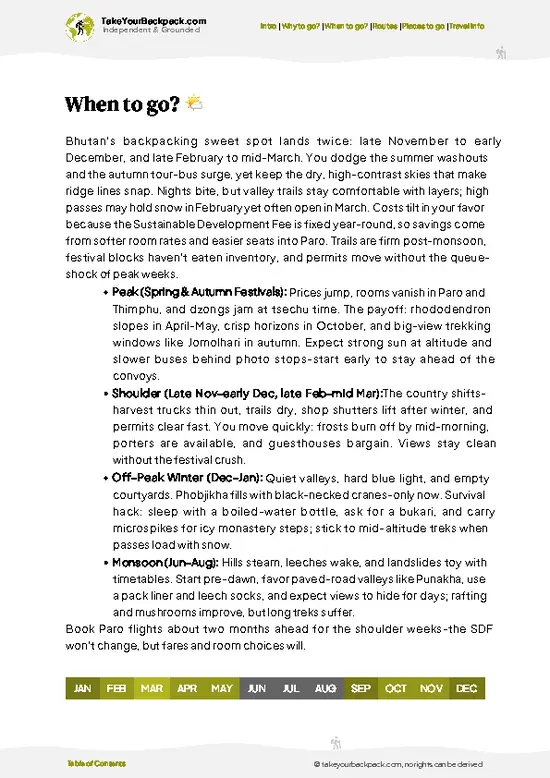 example page 3 from our offline Travel Guide for Bhutan