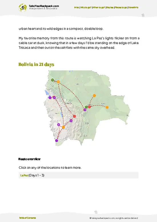 example page 4 from our offline Travel Guide for Bolivia