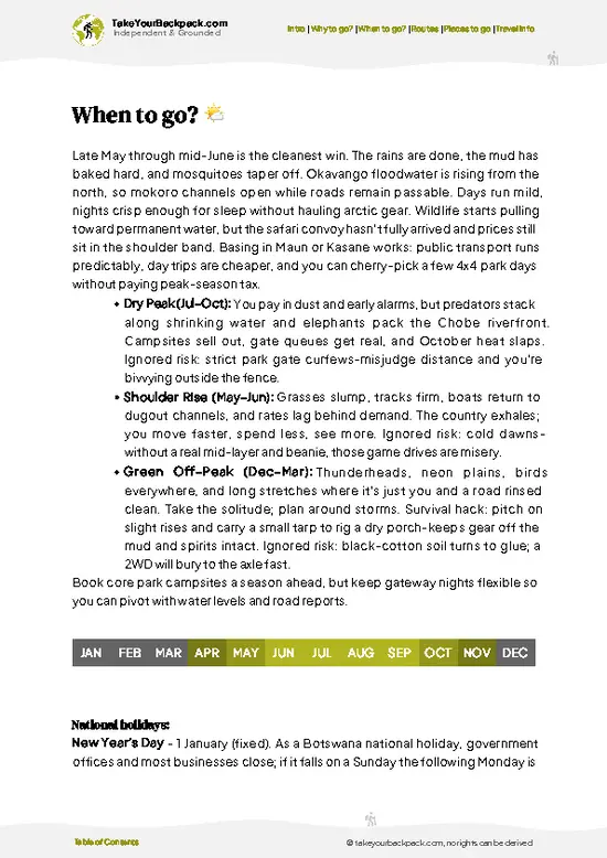 example page 3 from our offline Travel Guide for Botswana