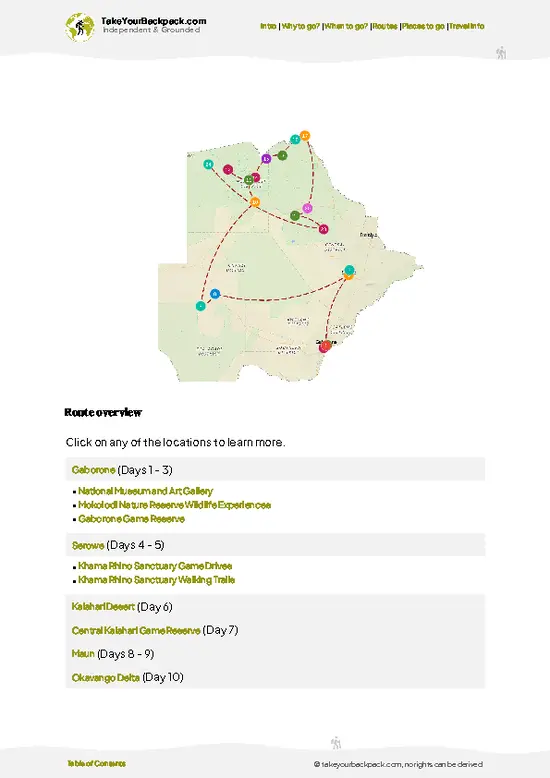 example page 4 from our offline Travel Guide for Botswana