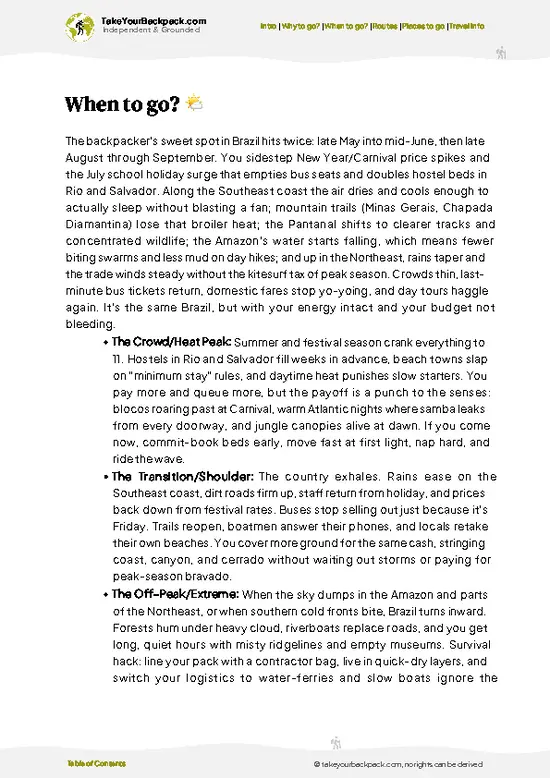 example page 3 from our offline Travel Guide for Brazil