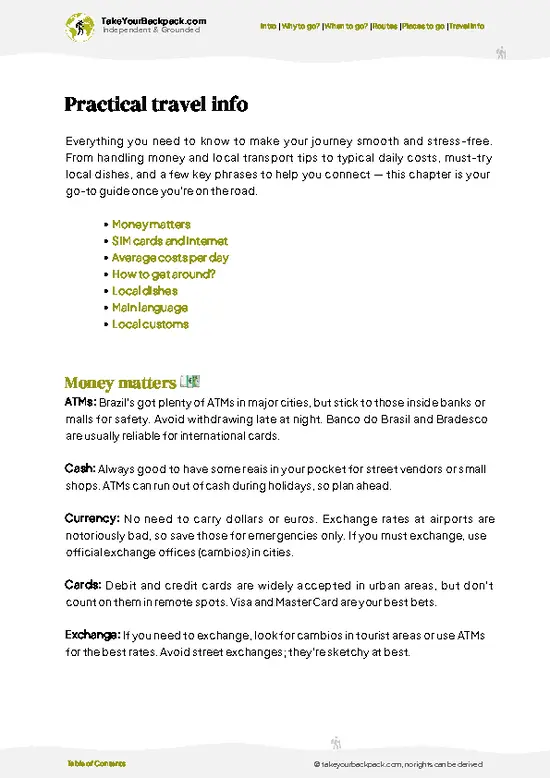 example page 7 from our offline Travel Guide for Brazil