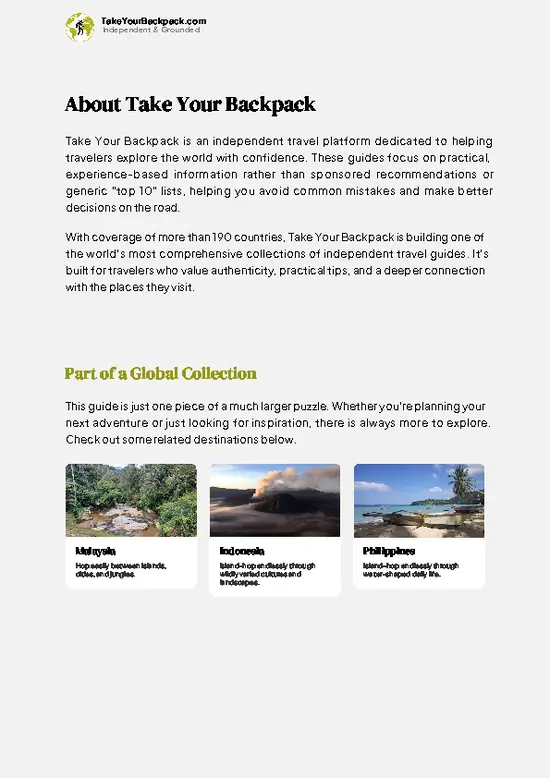 example page 1 from our offline Travel Guide for Brunei