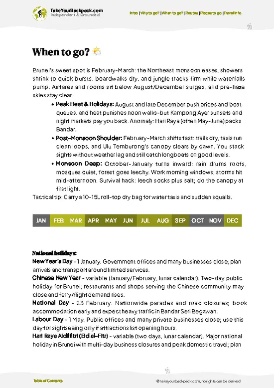 example page 3 from our offline Travel Guide for Brunei