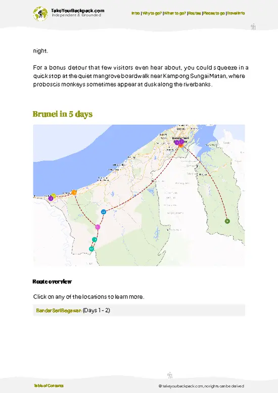 example page 4 from our offline Travel Guide for Brunei