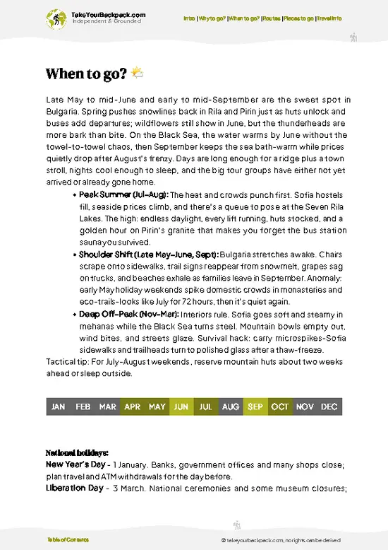 example page 3 from our offline Travel Guide for Bulgaria
