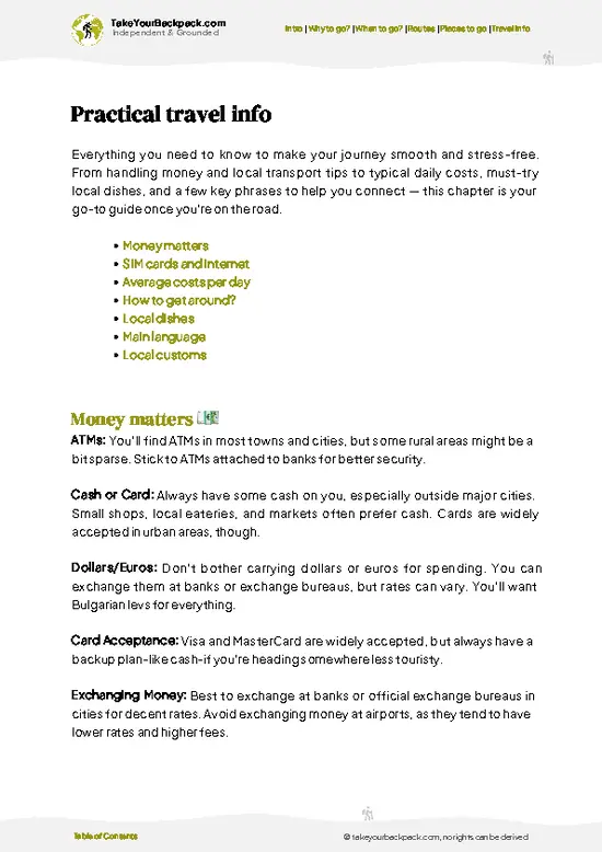example page 7 from our offline Travel Guide for Bulgaria