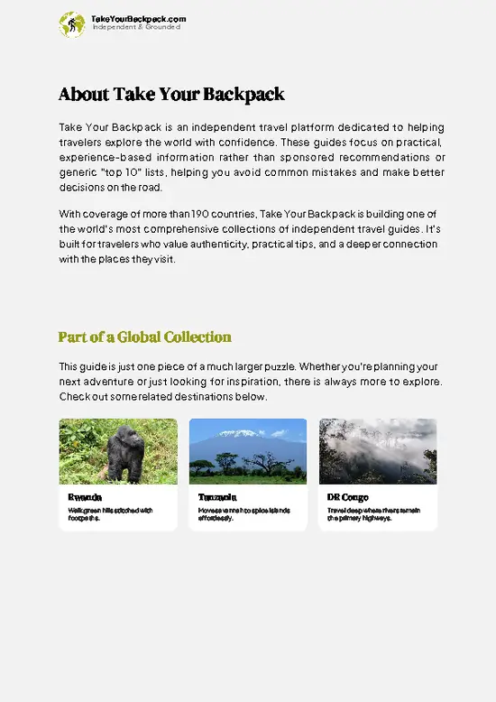 example page 1 from our offline Travel Guide for Burundi