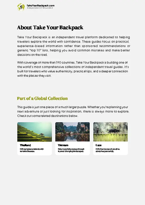 example page 1 from our offline Travel Guide for Cambodia
