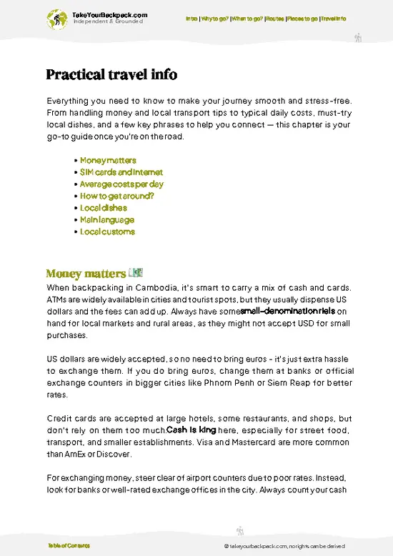 example page 7 from our offline Travel Guide for Cambodia