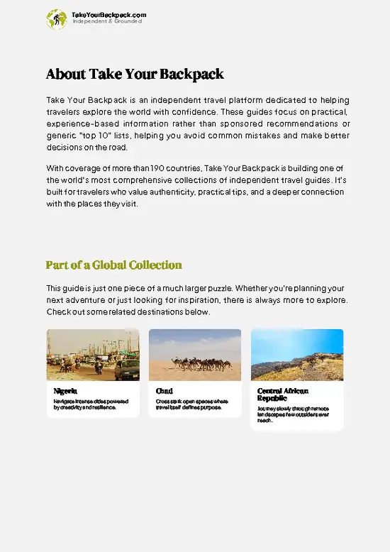 example page 1 from our offline Travel Guide for Cameroon