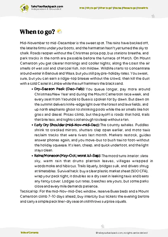 example page 3 from our offline Travel Guide for Cameroon