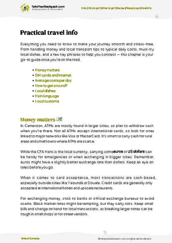 example page 7 from our offline Travel Guide for Cameroon