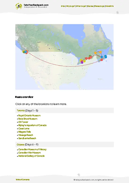 example page 4 from our offline Travel Guide for Canada