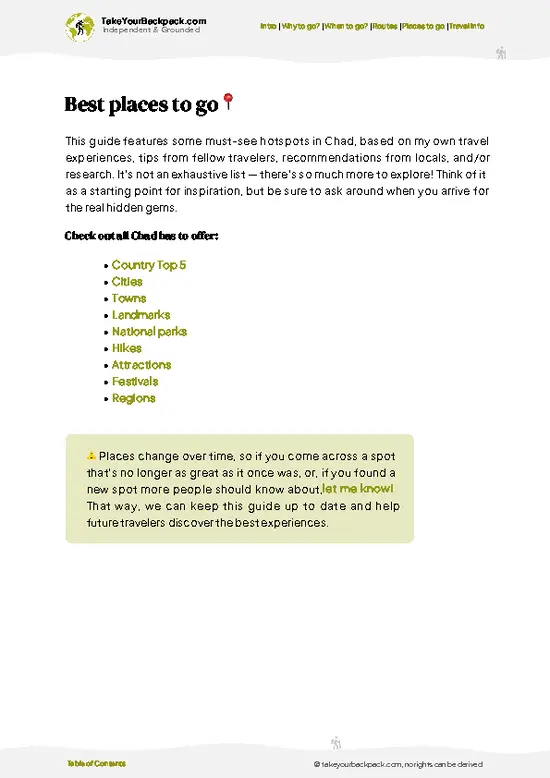 example page 5 from our offline Travel Guide for Chad