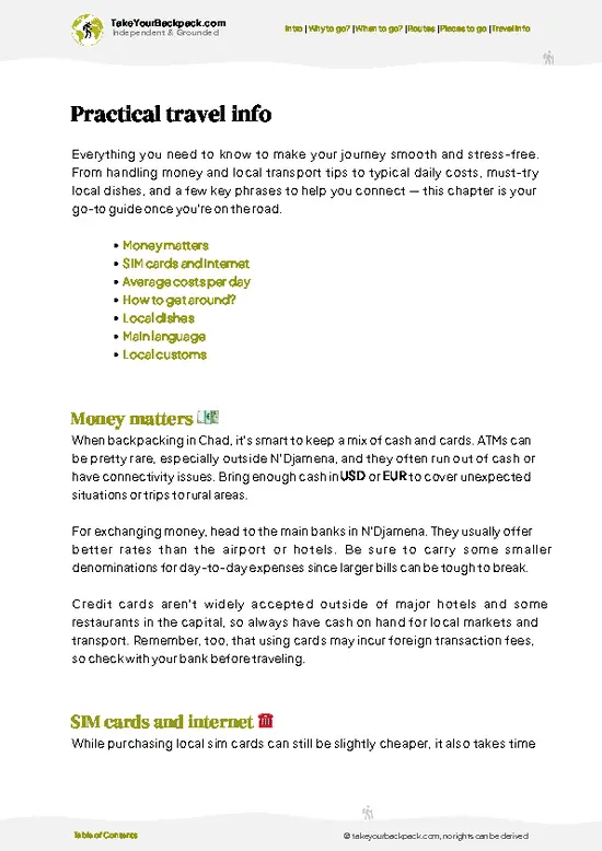 example page 7 from our offline Travel Guide for Chad