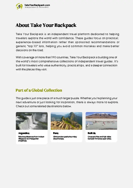 example page 1 from our offline Travel Guide for Chile