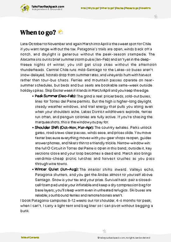 example page 3 from our offline Travel Guide for Chile