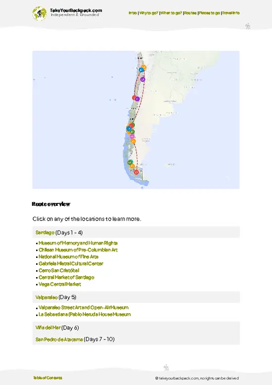example page 4 from our offline Travel Guide for Chile