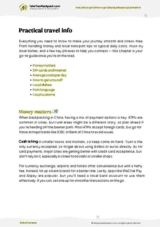 example page 7 from our offline Travel Guide for China