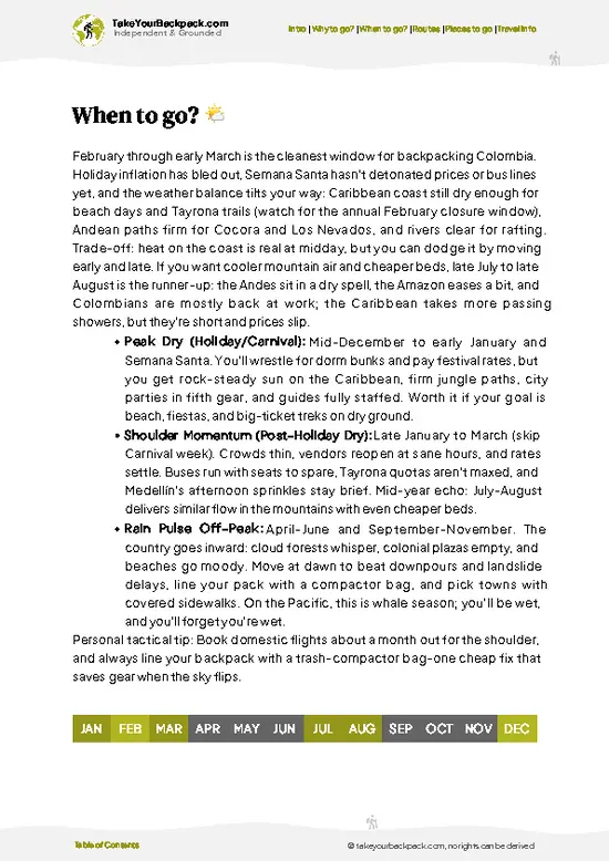 example page 3 from our offline Travel Guide for Colombia