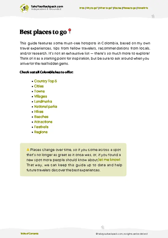 example page 5 from our offline Travel Guide for Colombia