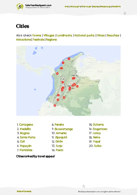 example page 6 from our offline Travel Guide for Colombia