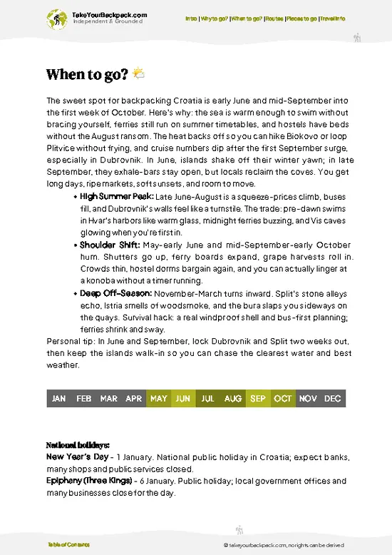 example page 3 from our offline Travel Guide for Croatia