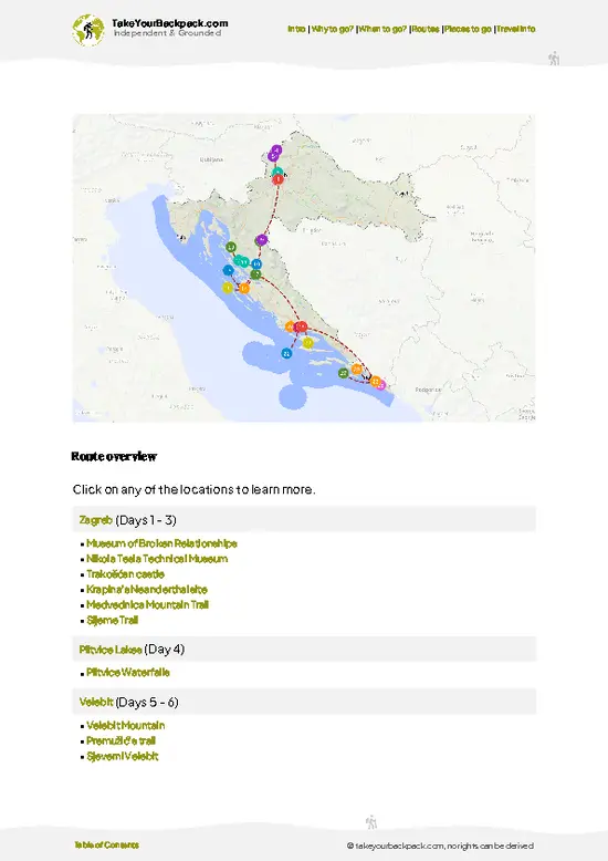 example page 4 from our offline Travel Guide for Croatia