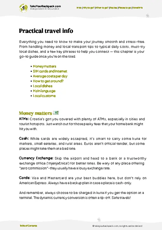 example page 7 from our offline Travel Guide for Croatia