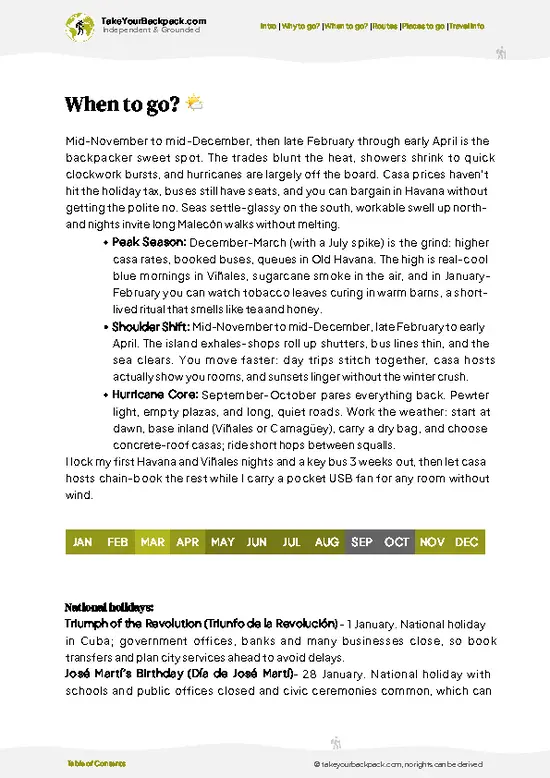 example page 3 from our offline Travel Guide for Cuba