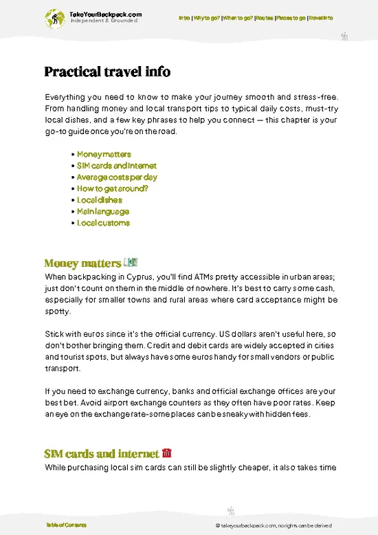 example page 7 from our offline Travel Guide for Cyprus