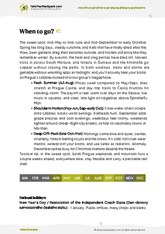example page 3 from our offline Travel Guide for Czechia