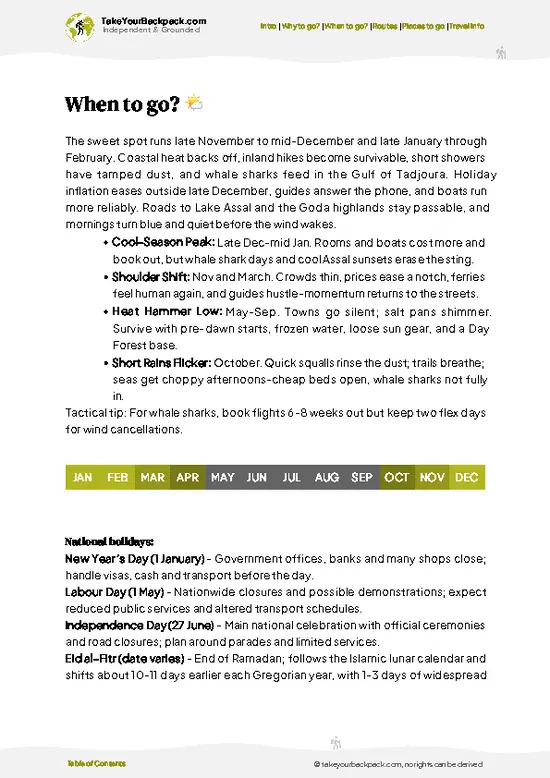 example page 3 from our offline Travel Guide for Djibouti