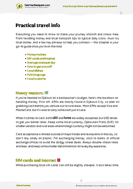 example page 7 from our offline Travel Guide for Djibouti