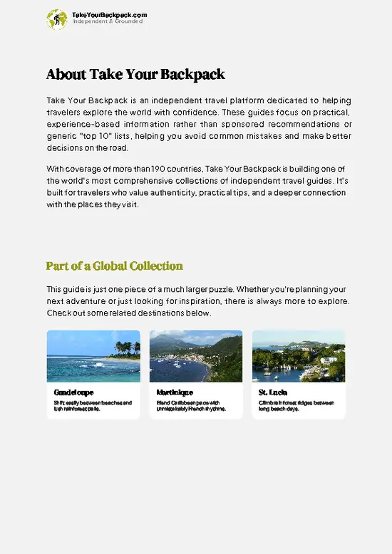 example page 1 from our offline Travel Guide for Dominica