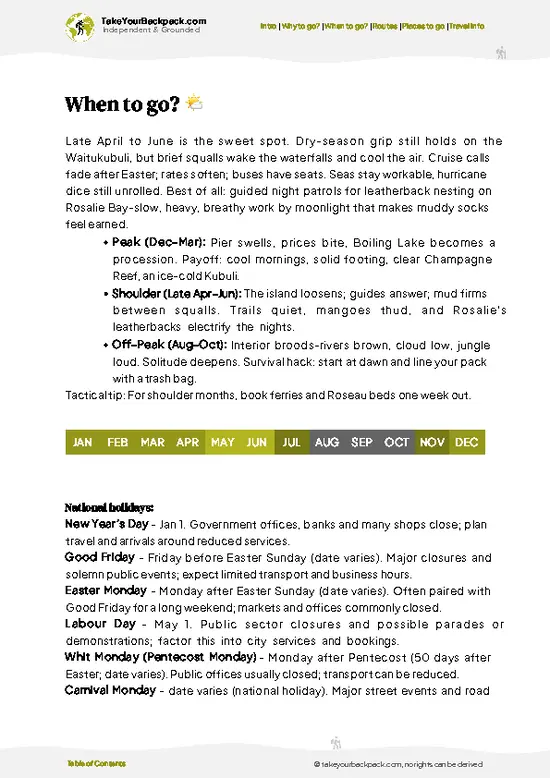 example page 3 from our offline Travel Guide for Dominica