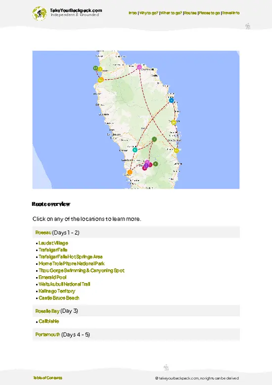 example page 4 from our offline Travel Guide for Dominica
