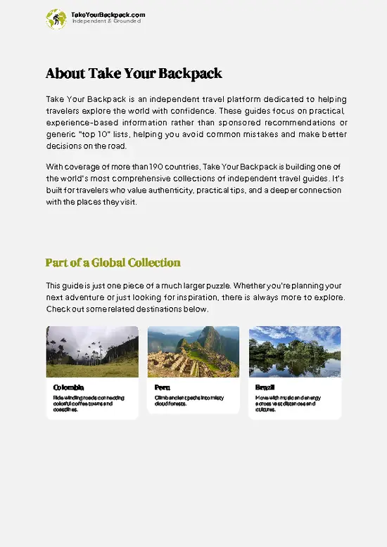 example page 1 from our offline Travel Guide for Ecuador