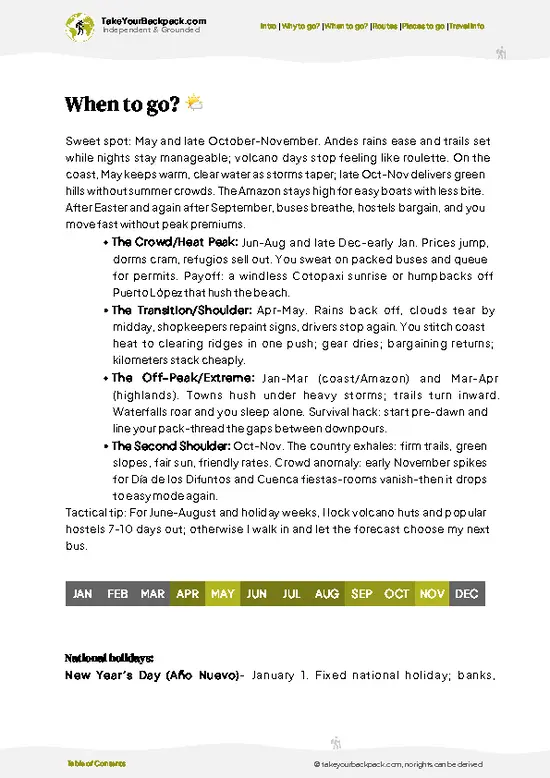 example page 3 from our offline Travel Guide for Ecuador