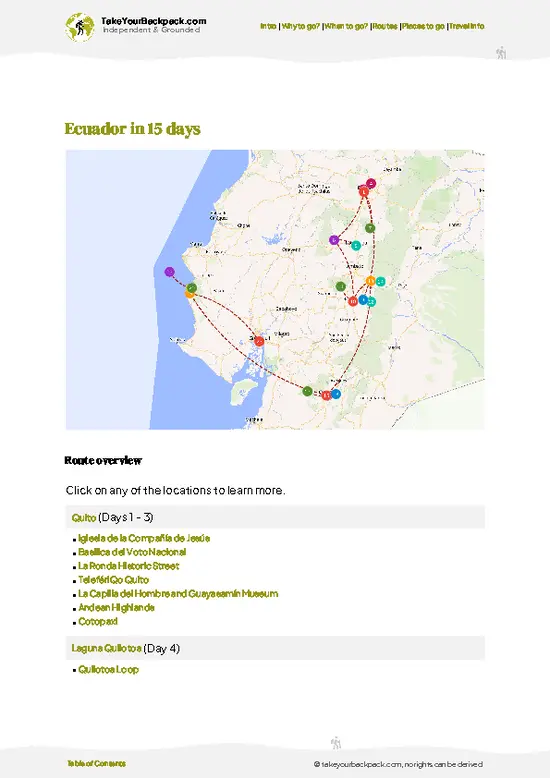 example page 4 from our offline Travel Guide for Ecuador